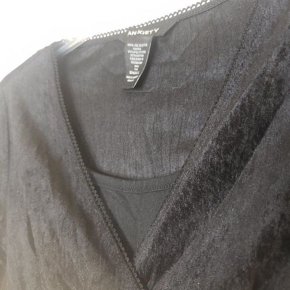 Vintage Y2K Velvet Goth Trumpet Sleeve Empire Blouse Size Small - Picture 4 of 10